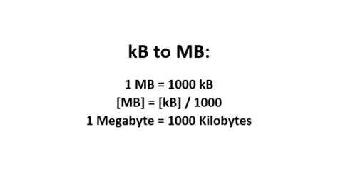 megabytes to kilobytes